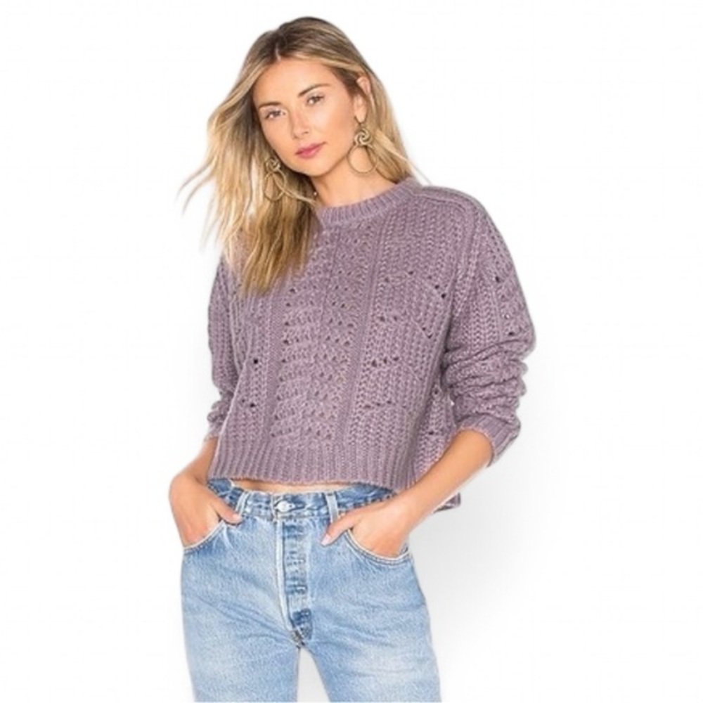 REVOLVE ASTR THE LABEL Georgia Cable Knit Sweater in Lilac from Revolve